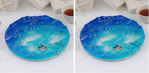 10" Water Ripple Surface Design Round Tray Plate Epoxy Mold Resin Casting Large Plate Silicone Mold, Style B in Kuwait