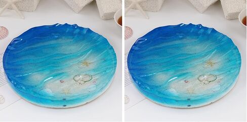 10" Water Ripple Surface Design Round Tray Plate Epoxy Mold Resin Casting Large Plate Silicone Mold, Style B in Kuwait