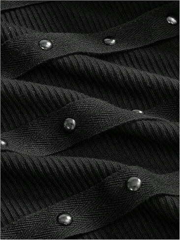 Women's 2025 Tank Mini Dress Grunge Punk Rivet Bodycon Dresses Party Club Sleeveless Mini Dresses in Saudi Arabia