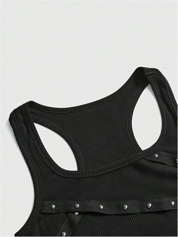 Women's 2025 Tank Mini Dress Grunge Punk Rivet Bodycon Dresses Party Club Sleeveless Mini Dresses in Saudi Arabia