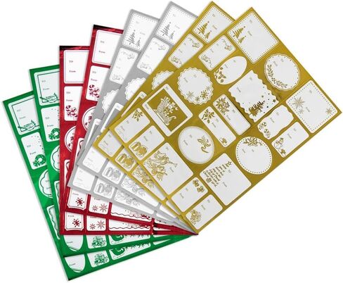 ملصقات بطاقات الهدايا من JAM PAPER لعيد الميلاد من/إلى - رقائق معدنية فضية غير لامعة - 40 ملصقًا/عبوة in Kuwait