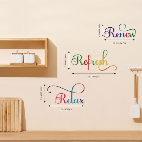 3 Pieces Letter Sign Black Metal Relax Refresh Renew Bathroom Wall Art Metal Black Sign Farmhouse Wall Decorations for Home Living Room Any Room Bathroom Sign in Kuwait