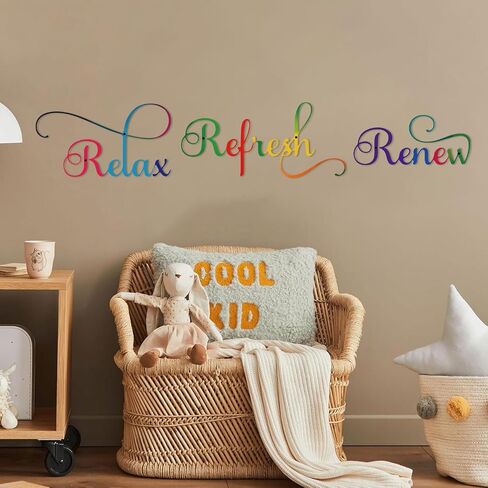 3 Pieces Letter Sign Black Metal Relax Refresh Renew Bathroom Wall Art Metal Black Sign Farmhouse Wall Decorations for Home Living Room Any Room Bathroom Sign in Kuwait