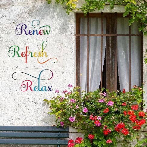 3 Pieces Letter Sign Black Metal Relax Refresh Renew Bathroom Wall Art Metal Black Sign Farmhouse Wall Decorations for Home Living Room Any Room Bathroom Sign in Kuwait