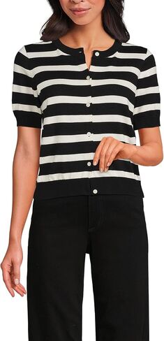 Lands' End Women's Fine Gauge Jersey Short Sleeve Dress Cardigan Sweater in Saudi Arabia