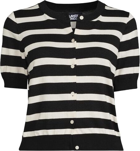 Lands' End Women's Fine Gauge Jersey Short Sleeve Dress Cardigan Sweater in Saudi Arabia