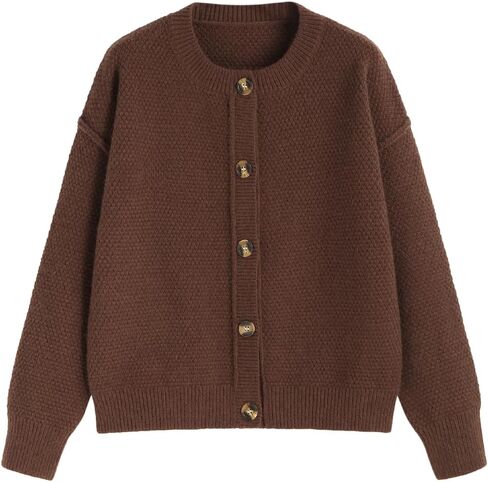 CIDER Women's Knit Cardigan Button Down Crew Neck Long Sleeve Open Front Thick Outerwear Winter Outfit in Saudi Arabia