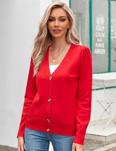 Women's 2025 Fall Lightweight Cardigan Sweater Button Down Knit Long Sleeve Jackets V Neck Open Front Cardigans for Dresses in Saudi Arabia