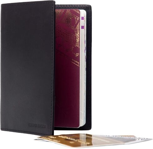 Premium Leather RFID Passport Cover & Travel Wallet with Anti-theft RFID Blocking - Brown in Kuwait