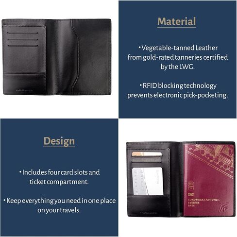 Premium Leather RFID Passport Cover & Travel Wallet with Anti-theft RFID Blocking - Brown in Kuwait