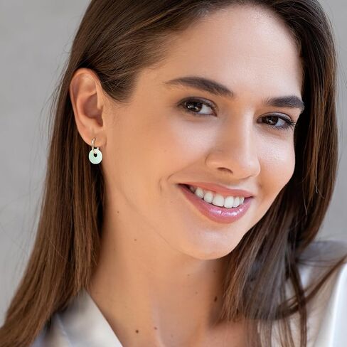 Gold Jade Hoop Earrings, Green Donut Shaped Jade Jewelry for Women in Saudi Arabia