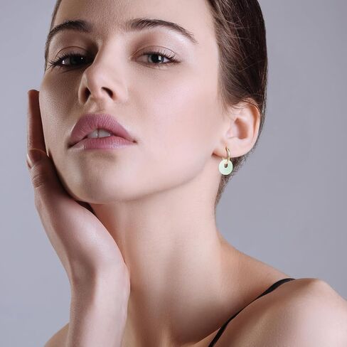 Gold Jade Hoop Earrings, Green Donut Shaped Jade Jewelry for Women in Saudi Arabia