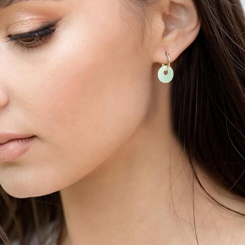 Gold Jade Hoop Earrings, Green Donut Shaped Jade Jewelry for Women in Saudi Arabia