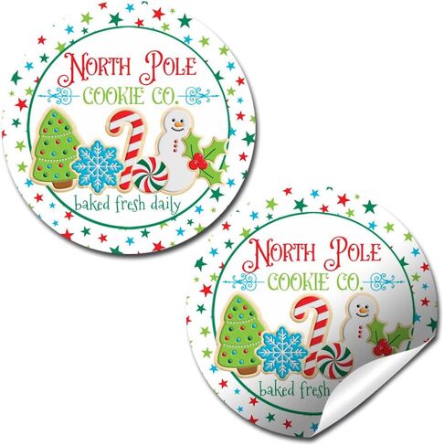 North Pole Hot Cocoa Company Christmas Holiday Sticker Labels, 40 2" Party Circle Stickers, Great for Party Favors, Envelope Seals & Goodie Bags by Amanda Creation. in Saudi Arabia