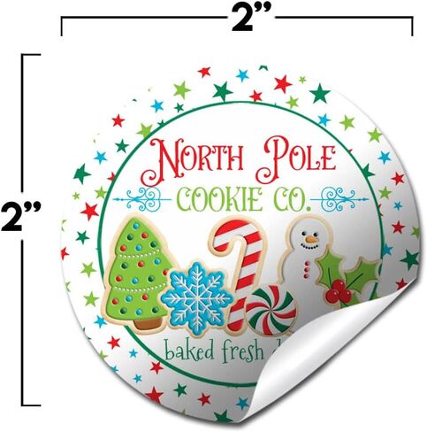 North Pole Hot Cocoa Company Christmas Holiday Sticker Labels, 40 2" Party Circle Stickers, Great for Party Favors, Envelope Seals & Goodie Bags by Amanda Creation. in Saudi Arabia