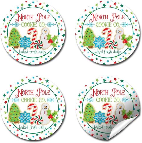 North Pole Hot Cocoa Company Christmas Holiday Sticker Labels, 40 2" Party Circle Stickers, Great for Party Favors, Envelope Seals & Goodie Bags by Amanda Creation. in Saudi Arabia
