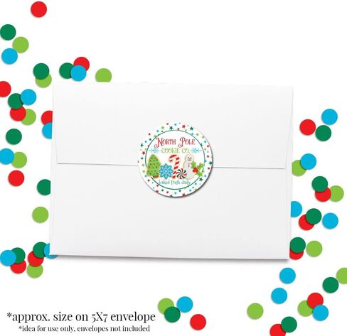North Pole Hot Cocoa Company Christmas Holiday Sticker Labels, 40 2" Party Circle Stickers, Great for Party Favors, Envelope Seals & Goodie Bags by Amanda Creation. in Saudi Arabia