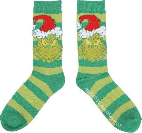 Bioworld The Grinch Grinch Wearing Red Christmas Hat Mens Athletic Crew Socks in Saudi Arabia