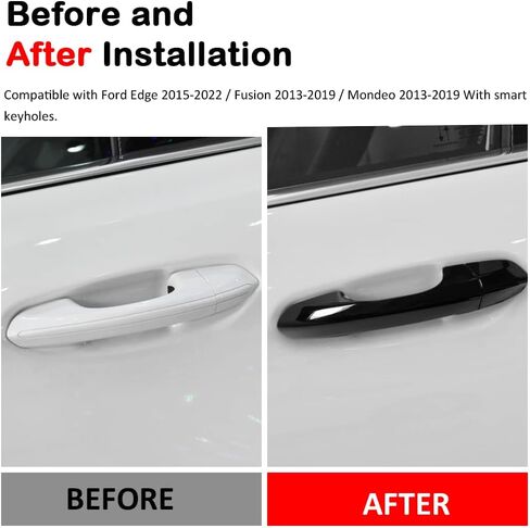 غطاء مقبض الباب DEYTOP متوافق مع Ford Fusion 2013-2019 & Edge 2015-2020 2021 2022 ملحقات غطاء مقبض الباب الخارجي لسيارة Ford Mondeo مقبض الباب حامي (مع ثقب المفتاح الذكي) in Saudi Arabia