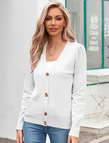 Women's 2025 Fall Lightweight Cardigan Sweater Button Down Knit Long Sleeve Jackets V Neck Open Front Cardigans for Dresses in Saudi Arabia
