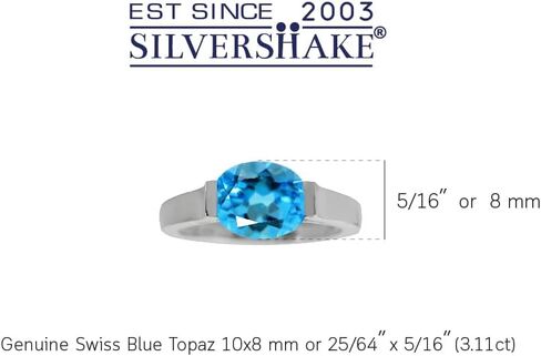 Silvershake 10X8mm Oval Shape Gemstone White Gold Plated or Yellow Gold Plated 925 Sterling Silver Right Hand Anniversary East-West Solitaire Ring Jewelry for Women in Kuwait