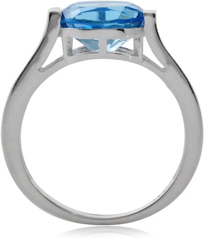 Silvershake 10X8mm Oval Shape Gemstone White Gold Plated or Yellow Gold Plated 925 Sterling Silver Right Hand Anniversary East-West Solitaire Ring Jewelry for Women in Kuwait