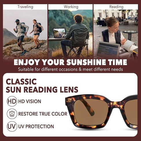 Reading Sunglasses for Women Men, Classic Full Lens Sun Readers UV400 Outdoor Sunglasses in Saudi Arabia