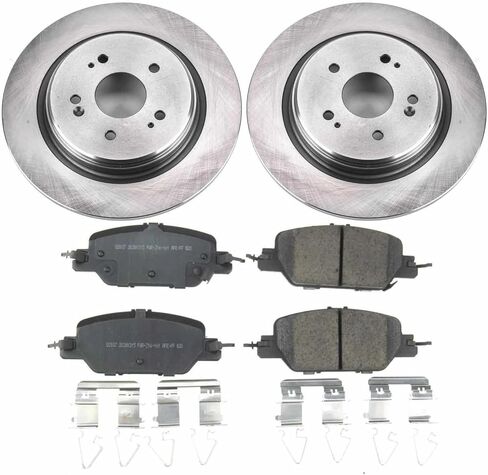 Power Stop CRK7528، Z17 طقم فرامل دوارة مطلية بالخلفية ودواسات فرامل سيراميك لهوندا CR-V 2017-2023 [نموذج محدد] in Kuwait