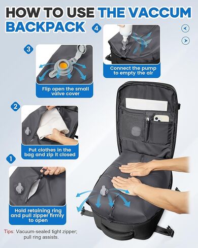 سفر تفريغ تخزين حقيبة ظهر مع مضخة الهواء مكنسة مكنسة ختم الفضاء الأكياس الأكياس الملابس vacpack Airback 18x14x8 بوصة حقيبة السفر حمل على عنصر الكمبيوتر المحمول من العناصر الشخصية in Kuwait