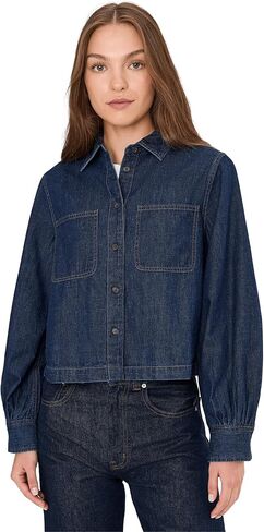 Madewell Womens Long Sleeve Sculptural Sleeve Top in Rinse Wash in Saudi Arabia