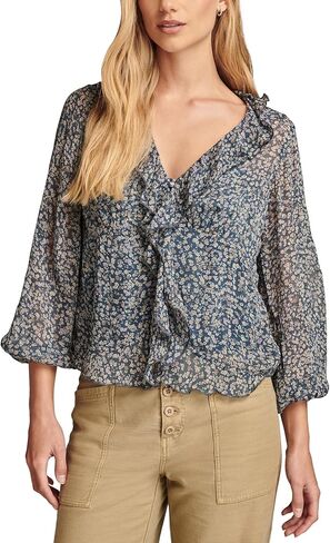 Lucky Brand Womens Long Sleeve Ruffle Top in Saudi Arabia