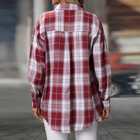 Plaid Shirts for Women Dressy Casual Blouses Button Down Business Work Boho Tops Long Sleeve Flannels Fall Outfits in Saudi Arabia