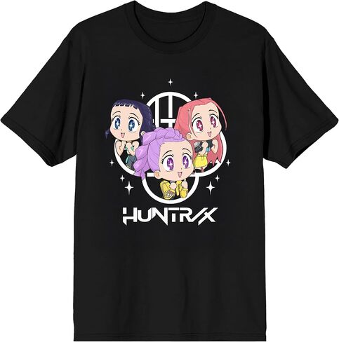 Kpop Demon Hunters Huntrix Excited Kawaii on Black Short Sleeve Adult T Shirt in Saudi Arabia