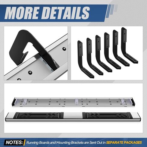لوحات تشغيل Auto Dynasty متوافقة مع 1999-2016 Ford F-250 F-350 F-450 Super Duty Extended Cab، قضبان Nerf للسكك الحديدية الجانبية المصنوعة من الفولاذ المقاوم للصدأ، قضبان خطوة 6.5 بوصة × 73 بوصة، كروم مصقول in Saudi Arabia