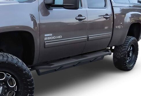 خطوات جانبية مخصصة من الفولاذ المقاوم للصدأ APS iArmor لسيارة Chevy Silverado وGMC Sierra 1500/2500/3500 2001-2006 Crew Cab & Classic 2007 (أسود) in Saudi Arabia
