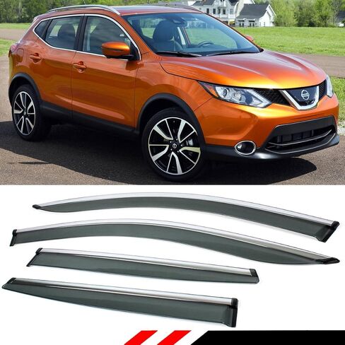 Window Visor Rain Guard Deflector with Chrome Trim Compatible with 2017-2022 Nissan Rogue Sport in Saudi Arabia