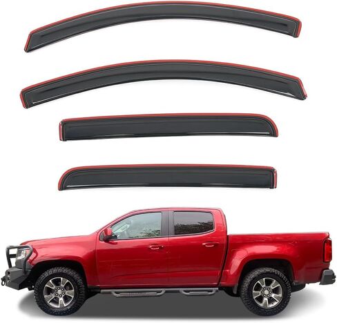 in Channel Window Visor Deflectors, Compatible with 2015-2022 Chevrolet Colorado & GMC Canyon Crew Cab, Acrylic Smoke/Tinted Slim Style Window Rain Guards, 4 Pieces in Saudi Arabia