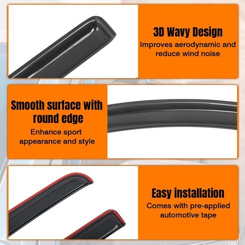 in Channel Window Visor Deflectors, Compatible with 2015-2022 Chevrolet Colorado & GMC Canyon Crew Cab, Acrylic Smoke/Tinted Slim Style Window Rain Guards, 4 Pieces in Saudi Arabia