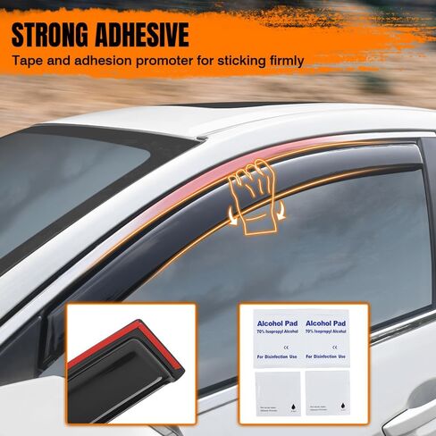 in Channel Window Visor Deflectors, Compatible with 2015-2022 Chevrolet Colorado & GMC Canyon Crew Cab, Acrylic Smoke/Tinted Slim Style Window Rain Guards, 4 Pieces in Saudi Arabia