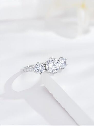 DIYA 3CT Moissanite Engagement Wedding Ring for Woman 925 Sterling Silver Moissanite Three Stone Rings D Color VVS1 Promise Diamond Ring Anniversary Valentine's Day Gifts for Wife Girlfriend Size 6-9 in Kuwait