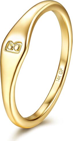 A Gold Initial Ring 14K Gold Filled Ring Dainty Gold Simple Letter Band Rings for Women Non Tarnish Size 6-10 in Saudi Arabia