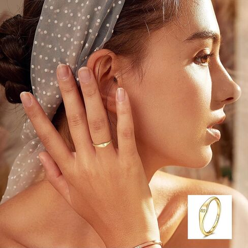 A Gold Initial Ring 14K Gold Filled Ring Dainty Gold Simple Letter Band Rings for Women Non Tarnish Size 6-10 in Saudi Arabia