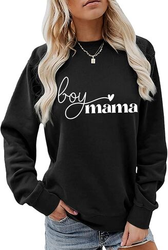 GaoCold أمي الأولاد البلوز المرأة طويلة الأكمام خطابات طباعة البلوز ماما البلوز عادية فضفاض Crewneck ملابس الشتاء in Kuwait