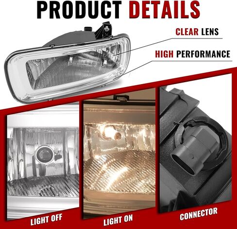 HECASA Fog Lights Compatible with 2004-2006 Ford F-150 F150 Replacement for 5L3Z15200A 5L3Z15201A FO2593209 FO2592209 Fog Lamp Clear Lens Driver & Passenger Side in Kuwait