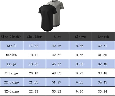 Men's Hipster Hip Hop Longline Crewneck T-Shirt Short Sleeve Gym Workout Athletic T Shirts for Men in Saudi Arabia