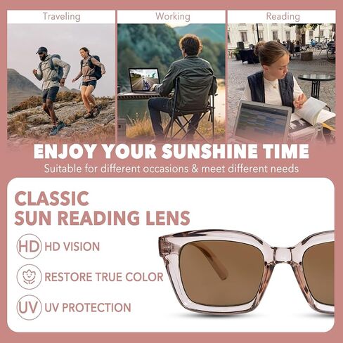 Reading Sunglasses for Women Men, Classic Full Lens Sun Readers UV400 Outdoor Sunglasses in Saudi Arabia