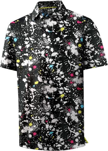 Zity Mens Golf Tirts Short Sleeve Print Patterns Performance Moisture Wicking Polo Shirt in Saudi Arabia