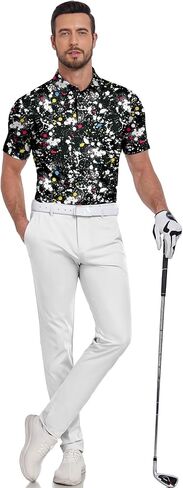Zity Mens Golf Tirts Short Sleeve Print Patterns Performance Moisture Wicking Polo Shirt in Saudi Arabia
