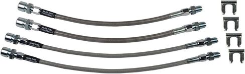 Inline Tube Compatible with 1963-82 Chevrolet Corvette Stainless Braided Brake Hose Kit 4pc in Saudi Arabia