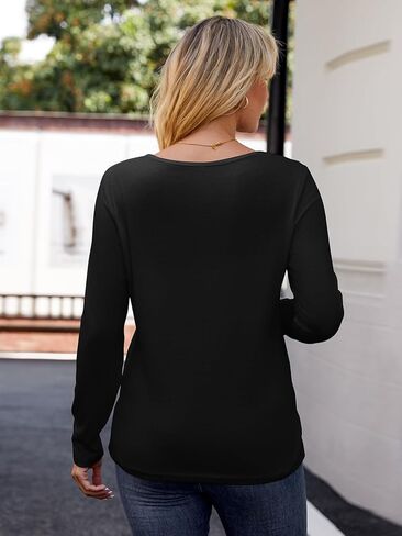 قمصان خريفية نسائية بأكمام طويلة من Binshre، بلوزة Henley برقبة على شكل V ومطبوعة بالزهور، بأزرار، ملابس كاجوال عصرية فضفاضة in Kuwait